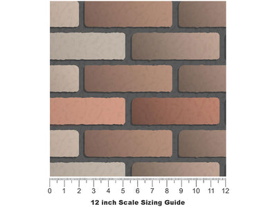 Coffee Brown Brick Vinyl Film Pattern Size 12 inch Scale~Rwraps Coffee Brown Brick Sizing Chart~3