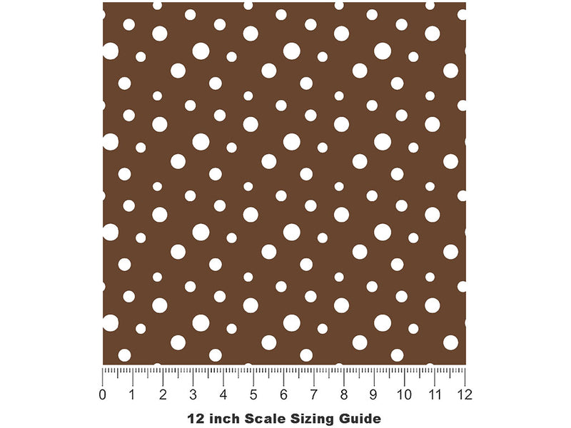 Coffee Brown Polka Dot Vinyl Film Pattern Size 12 inch Scale~Rwraps Coffee Brown Polka Dot Sizing Chart~2
