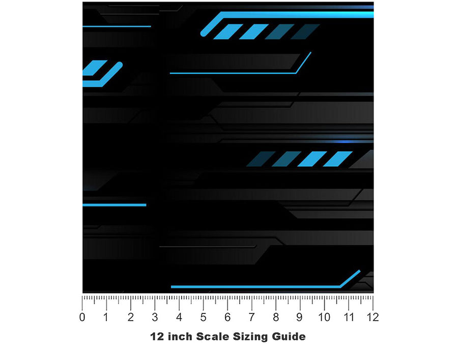Cold Cobalt  Technology Vinyl Film Pattern Size 12 inch Scale~Rwraps Cold Cobalt  Technology Sizing Chart~3