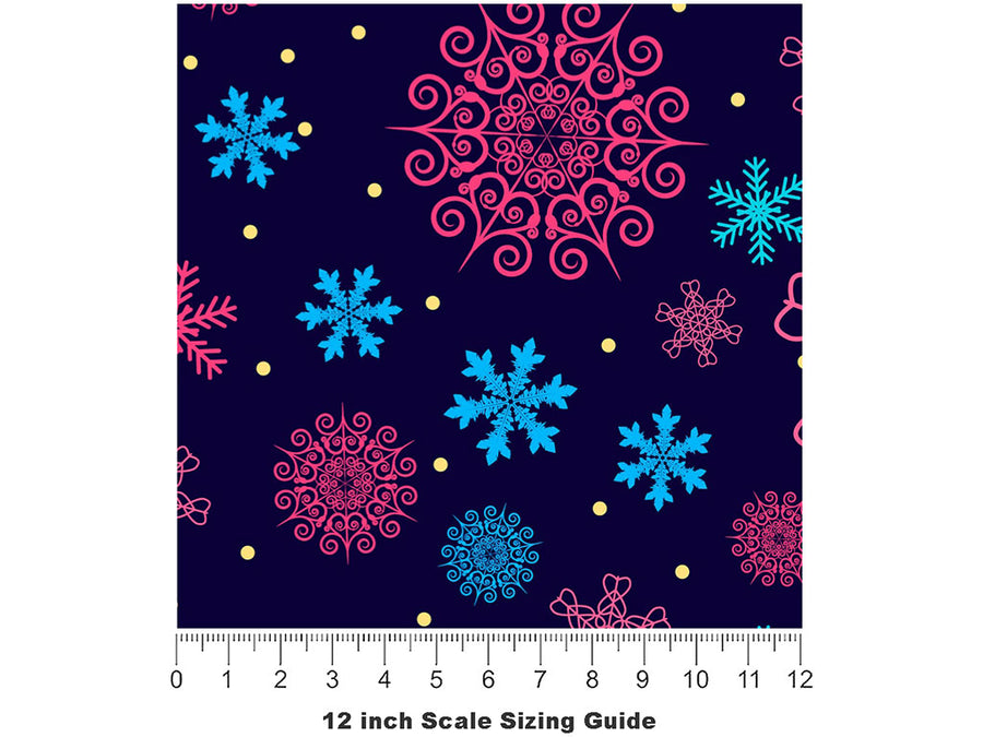 Cold Song Snow Vinyl Film Pattern Size 12 inch Scale~Rwraps Cold Song Snow Sizing Chart~2