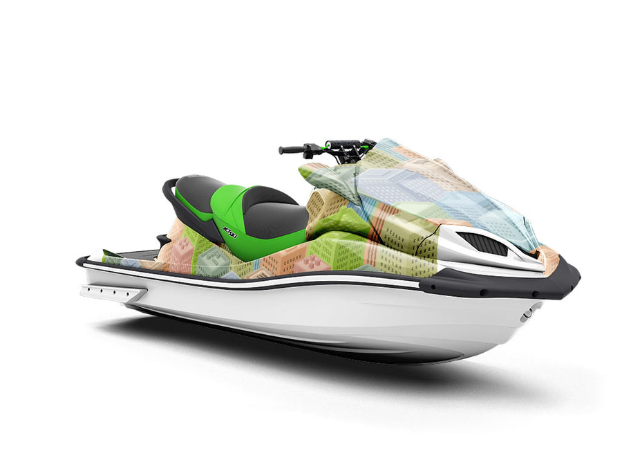 Color Blocks Cityscape Jet Ski Vinyl Customized Wrap
