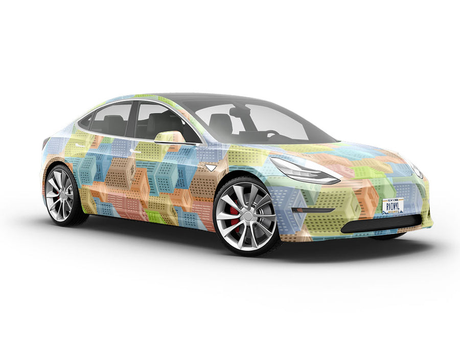 Color Blocks Cityscape Vehicle Vinyl Wrap