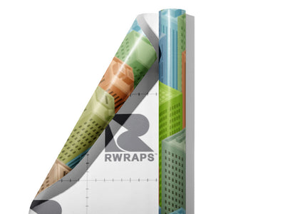 Color Blocks Cityscape Wrap Film Sheets~Rwraps Series 914 Color Blocks Cityscape Scrolled Sheet~4