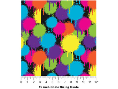 Color Test Graffiti Vinyl Film Pattern Size 12 inch Scale~Rwraps Color Test Graffiti Sizing Chart~3