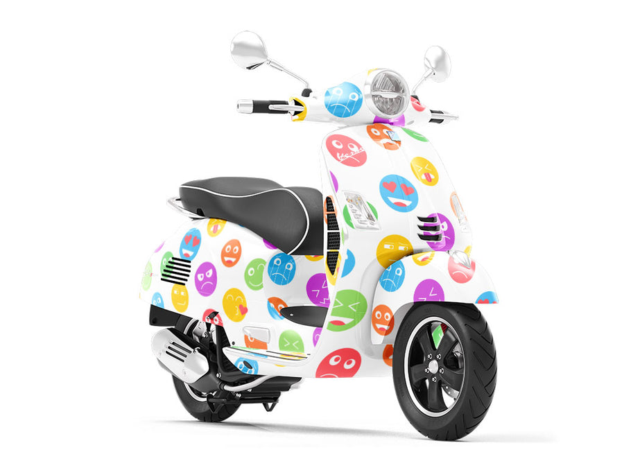 Colored Crazy Emoji Vespa Scooter Wrap Film