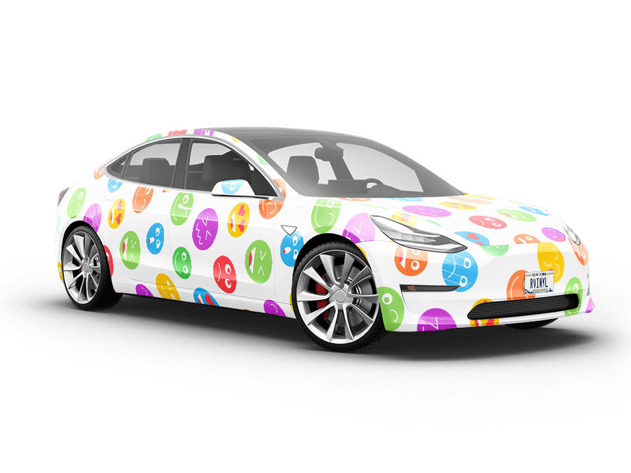 Colored Crazy Emoji Vehicle Vinyl Wrap