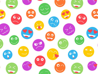 Colored Crazy Emoji Vinyl Wrap Pattern~Rwraps Series 914 Digitally Printed Vinyl Wrap~0