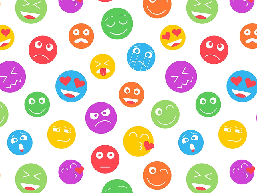 Colored Crazy Emoji Vinyl Wrap Pattern~Rwraps Series 914 Digitally Printed Vinyl Wrap~0