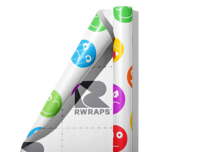 Colored Crazy Emoji Wrap Film Sheets~Rwraps Series 914 Colored Crazy Emoji Scrolled Sheet~3