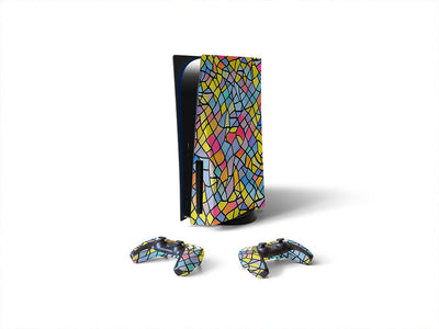 colorful leftovers stained glass Sony PS5 DIY Skin