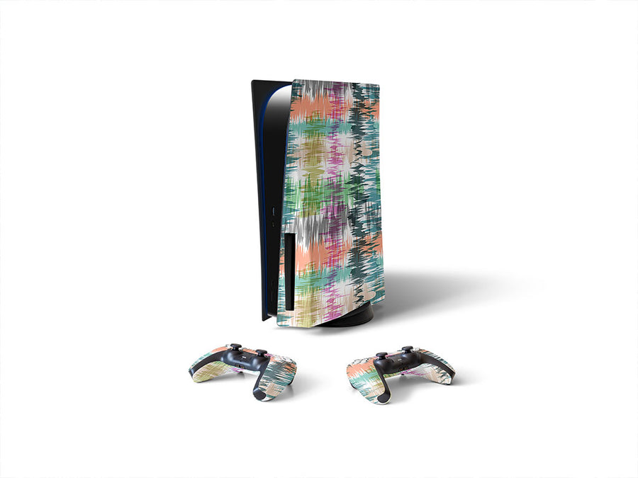 colorful radiowaves abstract geometric Sony PS5 DIY Skin