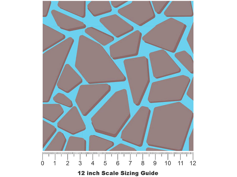 Columbia Blue Cobblestone Vinyl Film Pattern Size 12 inch Scale~Rwraps Columbia Blue Cobblestone Sizing Chart~3