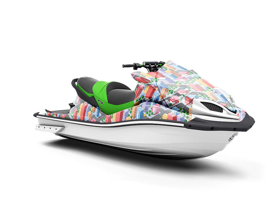 Commuting Downtown Cityscape Jet Ski Vinyl Customized Wrap
