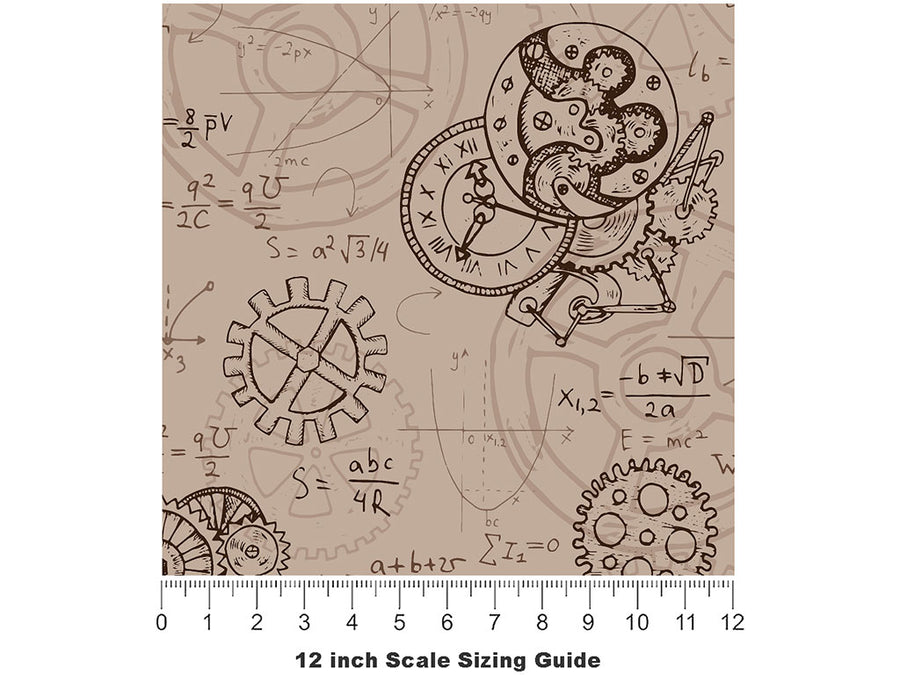 Complex Dreams Steampunk Vinyl Film Pattern Size 12 inch Scale~Rwraps Complex Dreams Steampunk Sizing Chart~2