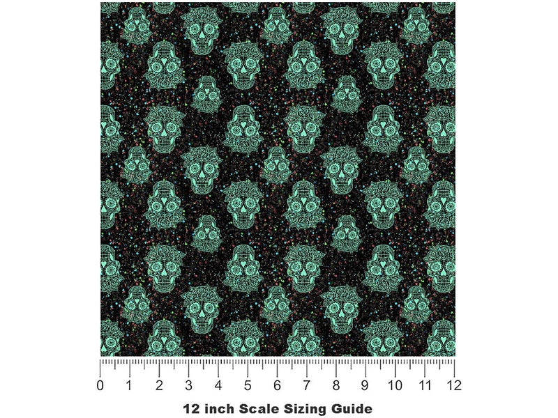 Confetti Muertos Horror Vinyl Film Pattern Size 12 inch Scale~Rwraps Confetti Muertos Horror Sizing Chart~2