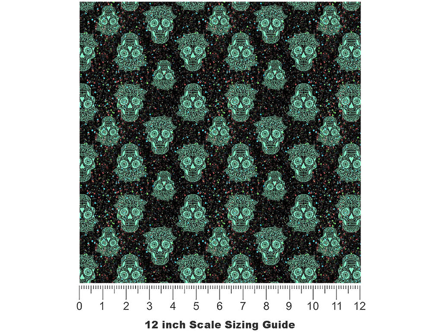 Confetti Muertos Horror Vinyl Film Pattern Size 12 inch Scale~Rwraps Confetti Muertos Horror Sizing Chart~2