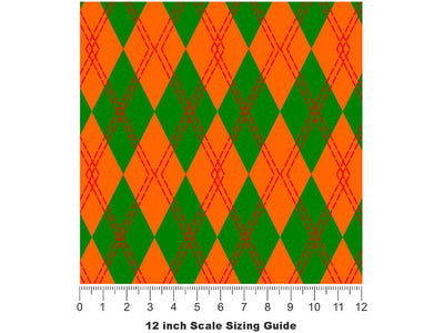 Construction Ahead Argyle Vinyl Film Pattern Size 12 inch Scale~Rwraps Construction Ahead Argyle Sizing Chart~2