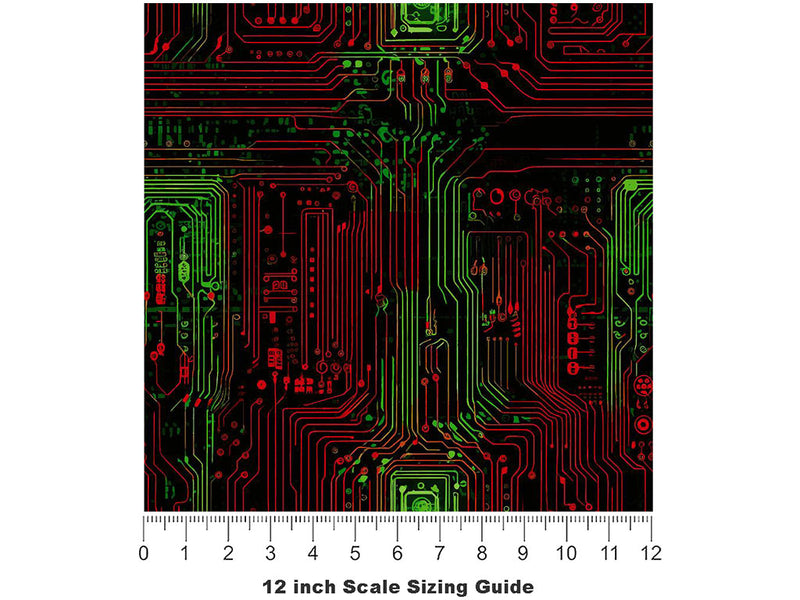Contrasting Connections Technology Vinyl Film Pattern Size 12 inch Scale~Rwraps Contrasting Connections Technology Sizing Chart~3