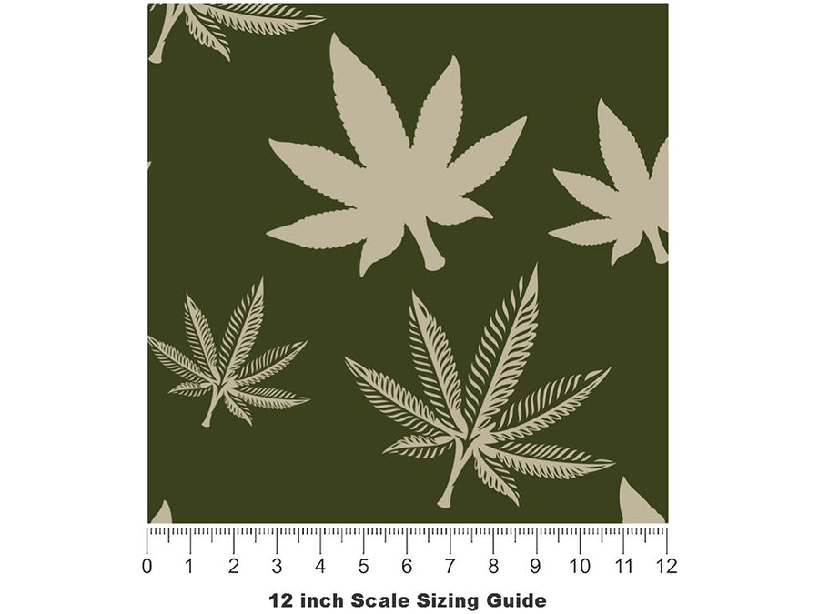 Cool Cannabanoid Cannabis Vinyl Film Pattern Size 12 inch Scale~Rwraps Cool Cannabanoid Cannabis Sizing Chart~2