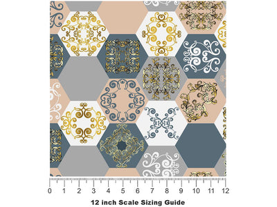 Cool Hexagonal Tile Vinyl Film Pattern Size 12 inch Scale~Rwraps Cool Hexagonal Tile Sizing Chart~3