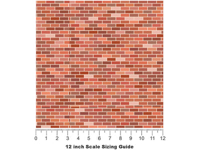 Coral Pink Brick Vinyl Film Pattern Size 12 inch Scale~Rwraps Coral Pink Brick Sizing Chart~3
