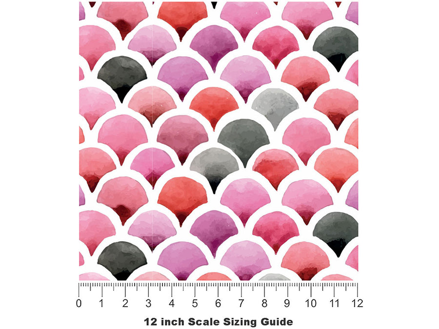Coral Shells Fantasy Vinyl Film Pattern Size 12 inch Scale~Rwraps Coral Shells Fantasy Sizing Chart~2