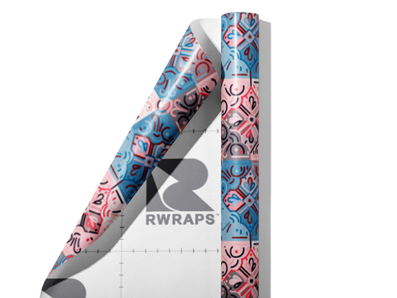 Cornflower Tile Wrap Film Sheets~Rwraps Series 914 Cornflower Tile Scrolled Sheet~4