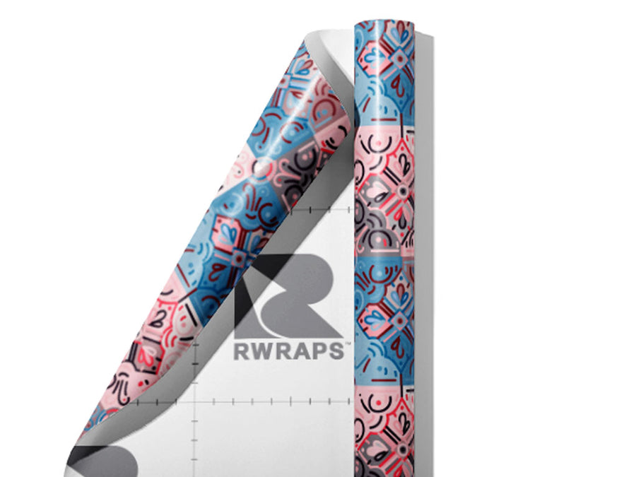Cornflower Tile Wrap Film Sheets~Rwraps Series 914 Cornflower Tile Scrolled Sheet~4