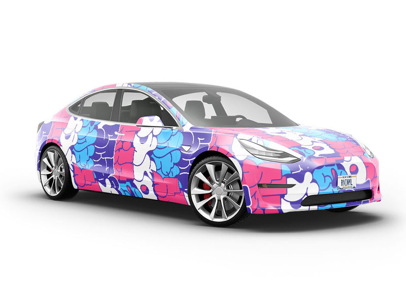 Cotton Candy Bubbled Graffiti Vehicle Vinyl Wrap