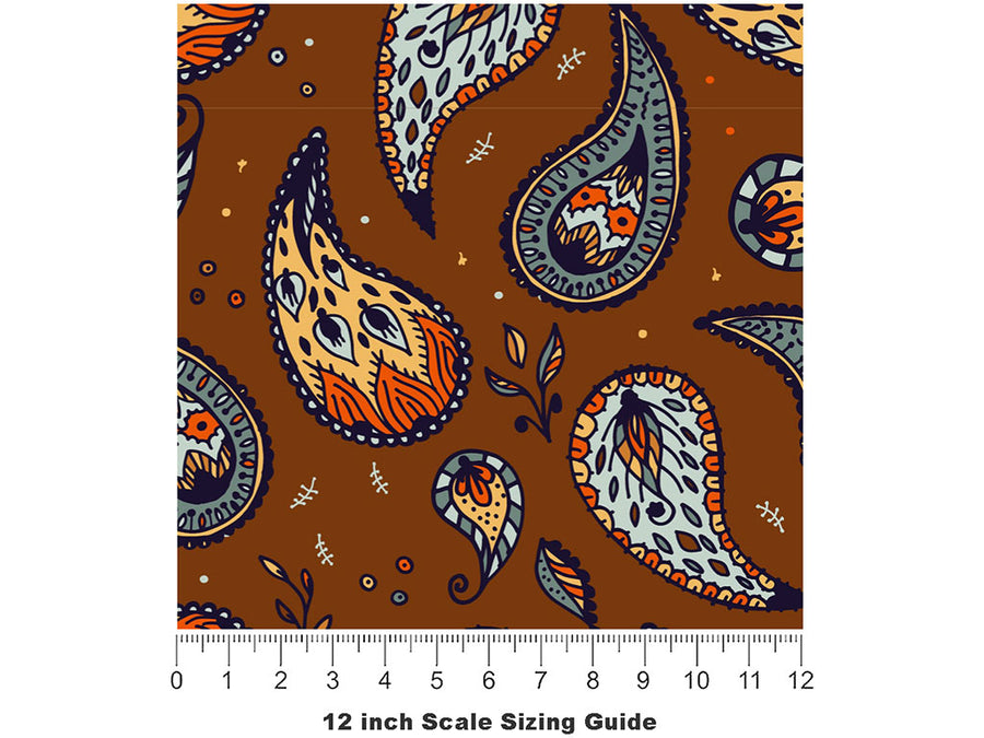 Cowboy Wrangling Paisley Vinyl Film Pattern Size 12 inch Scale~Rwraps Cowboy Wrangling Paisley Sizing Chart~2
