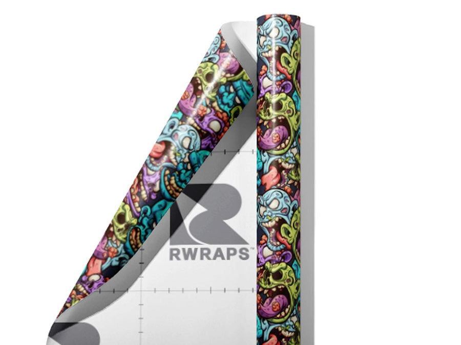 Cranial Cravings Zombie Wrap Film Sheets~Rwraps Series 914 Cranial Cravings Zombie Scrolled Sheet~3