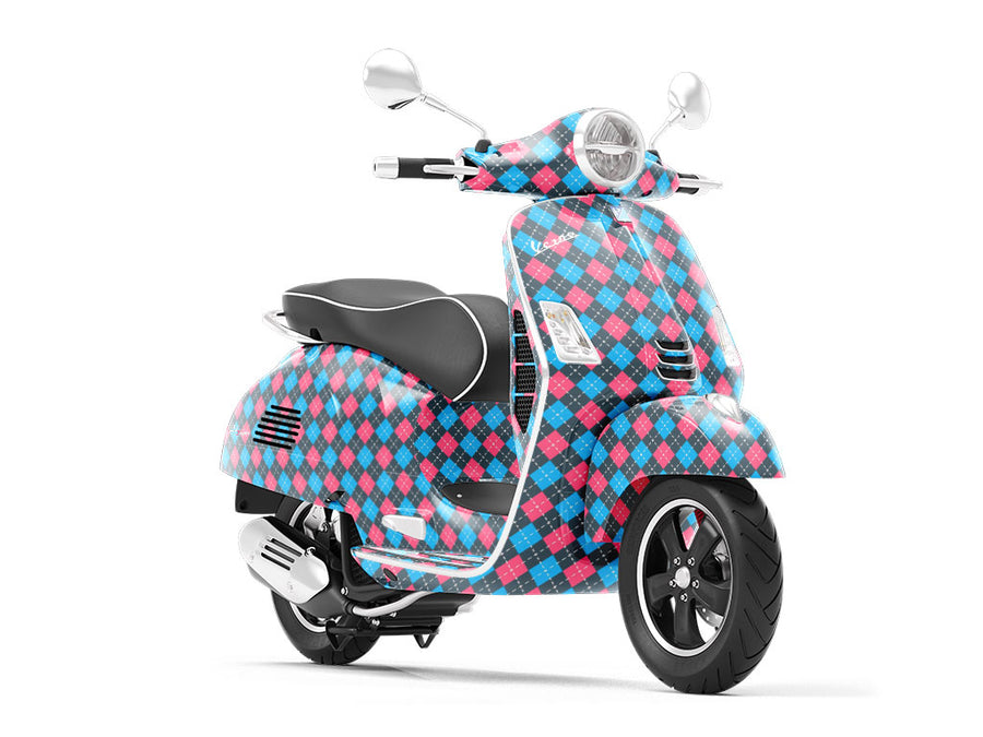 Crayon Contrast Argyle Vespa Scooter Wrap Film
