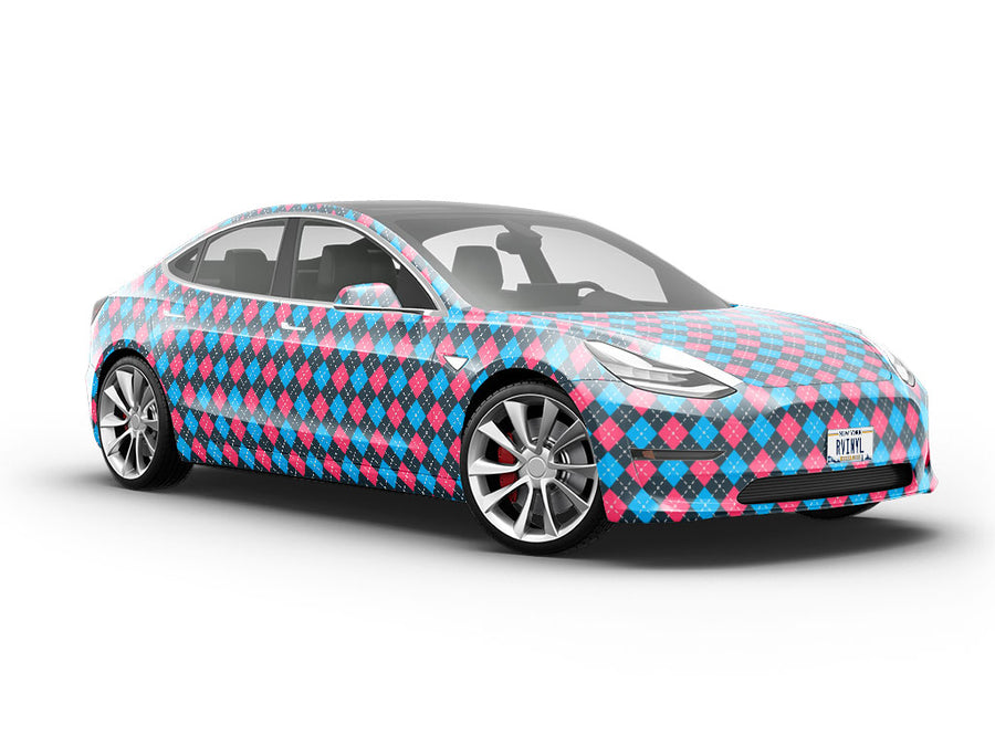 Crayon Contrast Argyle Vehicle Vinyl Wrap