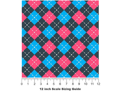 Crayon Contrast Argyle Vinyl Film Pattern Size 12 inch Scale~Rwraps Crayon Contrast Argyle Sizing Chart~2