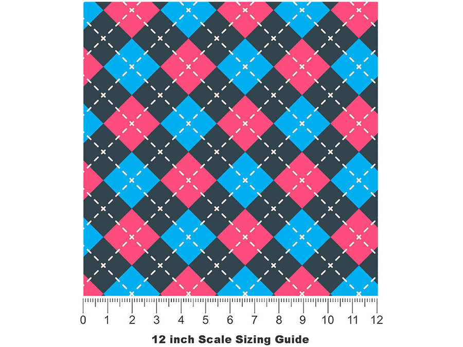 Crayon Contrast Argyle Vinyl Film Pattern Size 12 inch Scale~Rwraps Crayon Contrast Argyle Sizing Chart~2