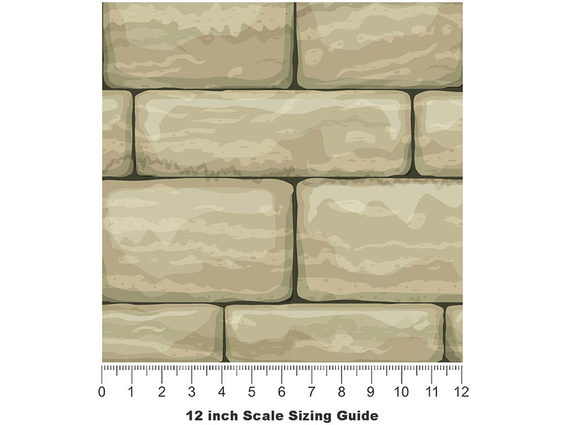 Cream  Brick Vinyl Film Pattern Size 12 inch Scale~Rwraps Cream  Brick Sizing Chart~3
