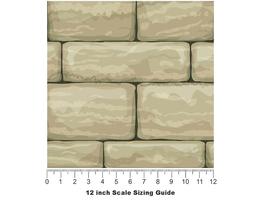 Cream  Brick Vinyl Film Pattern Size 12 inch Scale~Rwraps Cream  Brick Sizing Chart~3