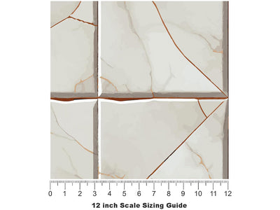 Cream Square Tile Vinyl Film Pattern Size 12 inch Scale~Rwraps Cream Square Tile Sizing Chart~3