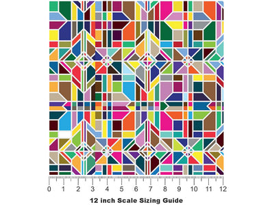 Crisp Window Stained Glass Vinyl Film Pattern Size 12 inch Scale~Rwraps Crisp Window Stained Glass Sizing Chart~2