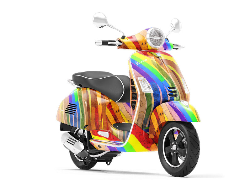 Crossing Rainbows Wooden Parquet Vespa Scooter Wrap Film
