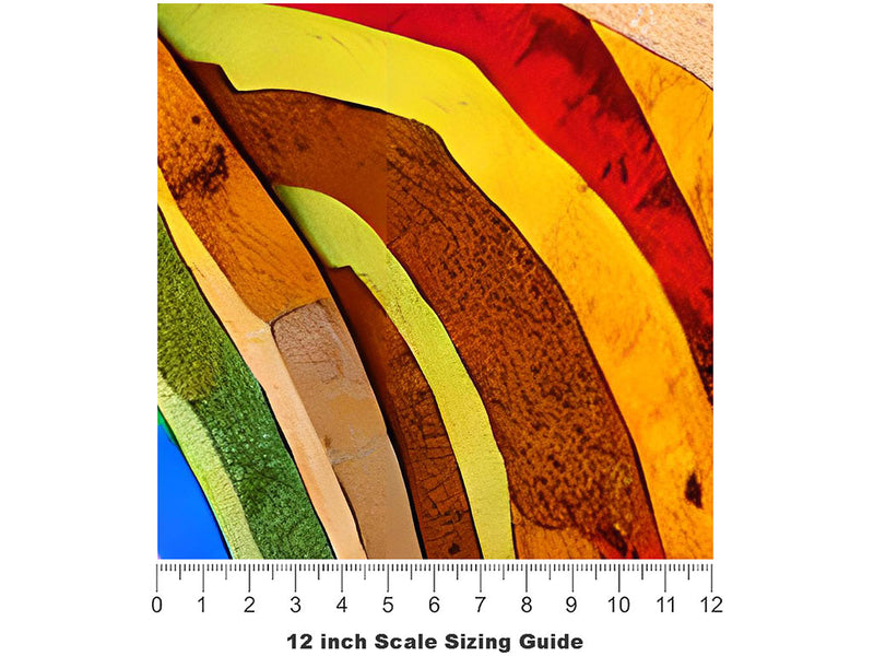 Crossing Rainbows Wooden Parquet Vinyl Film Pattern Size 12 inch Scale~Rwraps Crossing Rainbows Wooden Parquet Sizing Chart~3