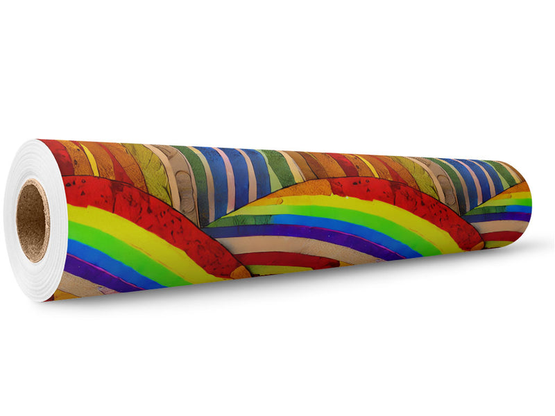 Crossing Rainbows Wooden Parquet Wrap Film Wholesale Roll~Rwraps Series 914 Digitally Printed Vinyl Roll~5