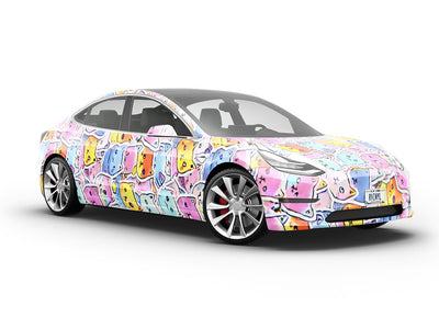 Cuddly Kittens Sticker Bomb Vehicle Vinyl Wrap