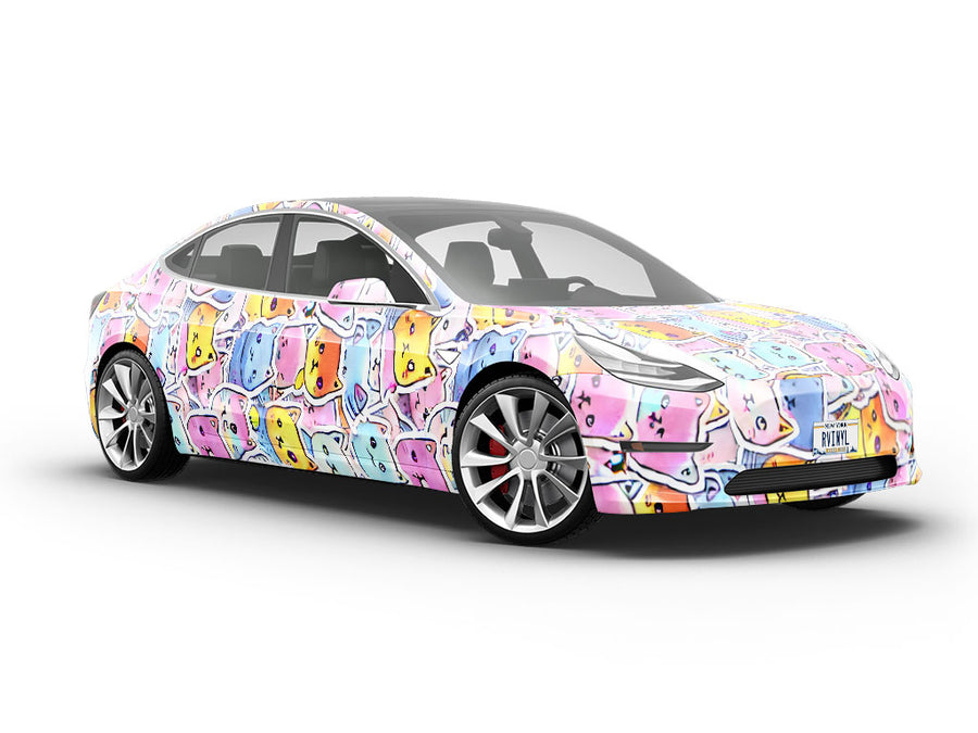 Cuddly Kittens Sticker Bomb Vehicle Vinyl Wrap