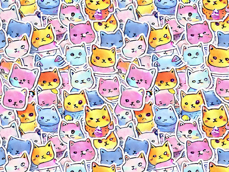 Cuddly Kittens Sticker Bomb Vinyl Wrap Pattern~Rwraps Series 914 Digitally Printed Vinyl Wrap~0