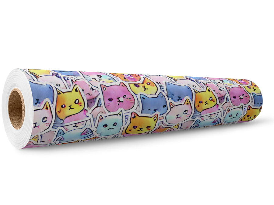 Cuddly Kittens Sticker Bomb Wrap Film Wholesale Roll~Rwraps Series 914 Digitally Printed Vinyl Roll~5