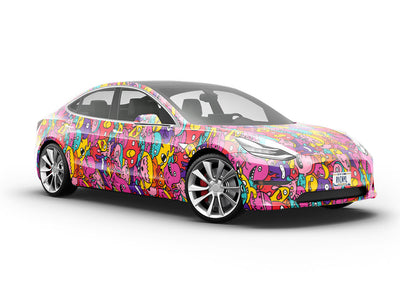Cultural Exchange Sticker Bomb Vehicle Vinyl Wrap