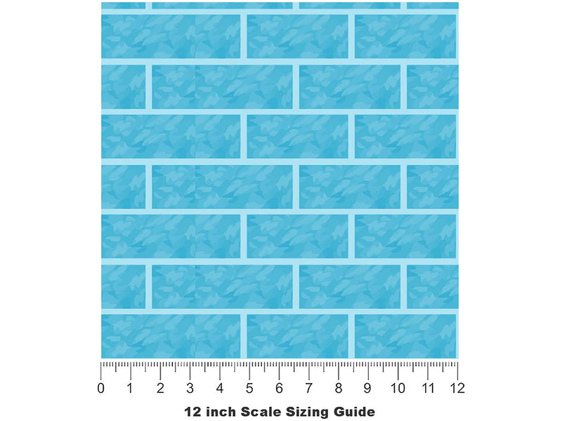 Cyan  Brick Vinyl Film Pattern Size 12 inch Scale~Rwraps Cyan  Brick Sizing Chart~3