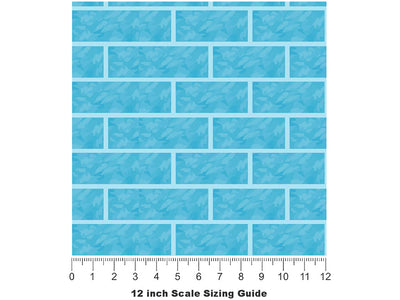 Cyan  Brick Vinyl Film Pattern Size 12 inch Scale~Rwraps Cyan  Brick Sizing Chart~3
