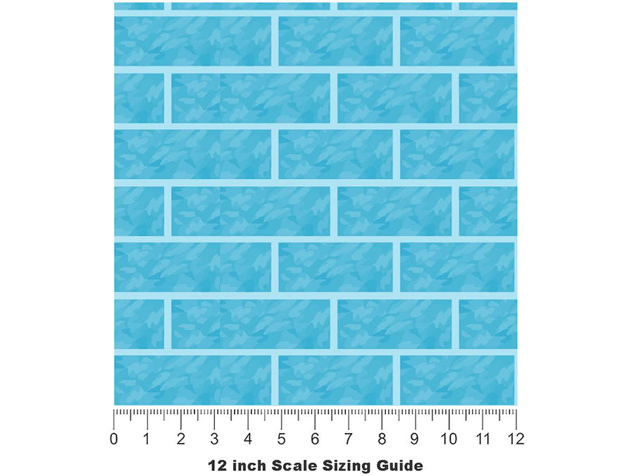 Cyan  Brick Vinyl Film Pattern Size 12 inch Scale~Rwraps Cyan  Brick Sizing Chart~3